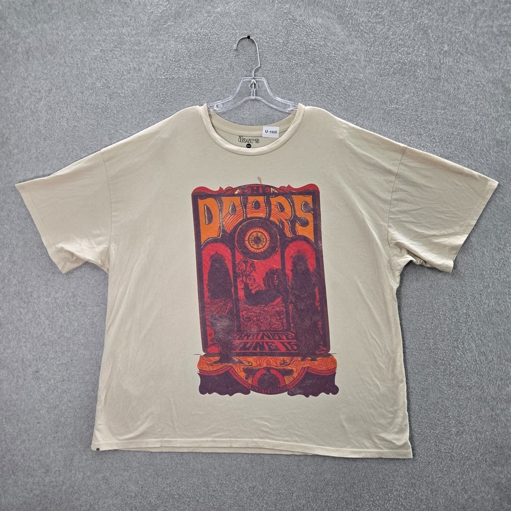 The Doors Men Shirt 2XL Beige Sat Nite June 15 Concert Graphic Print Tee READ